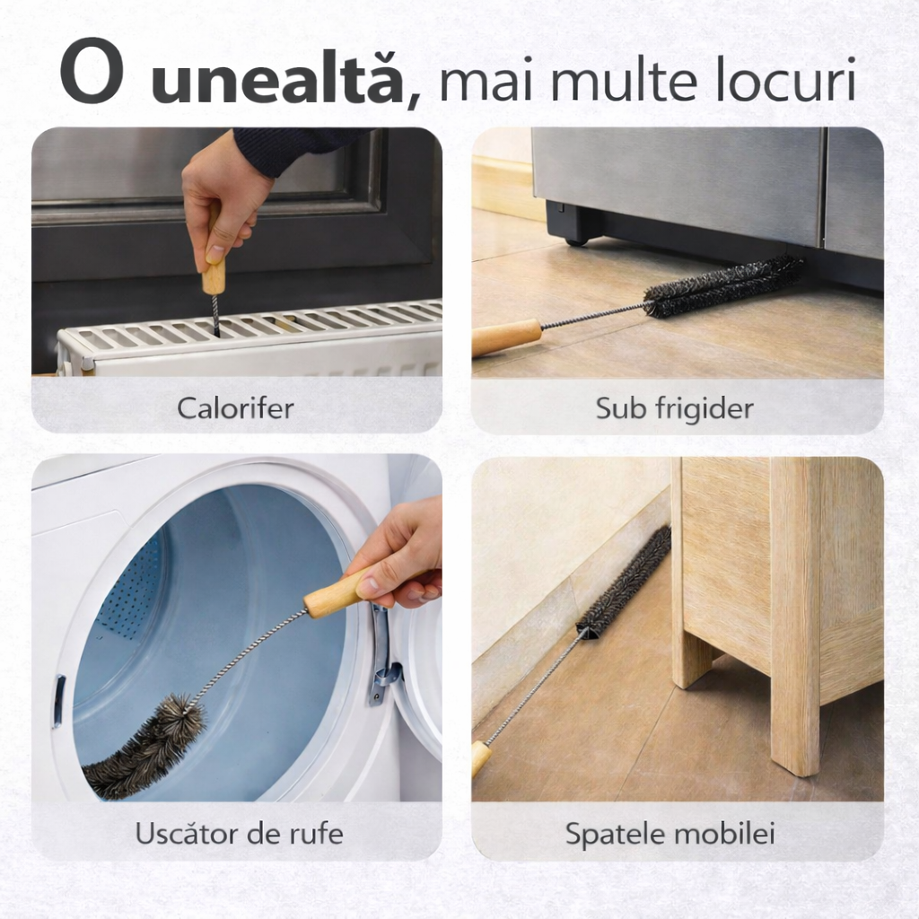 Perie flexibilă pentru spații înguste