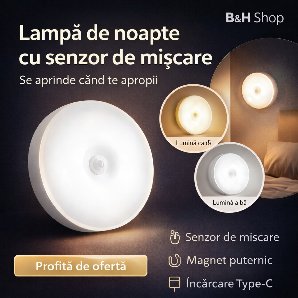 Lampă de noapte cu senzor de mișcare
